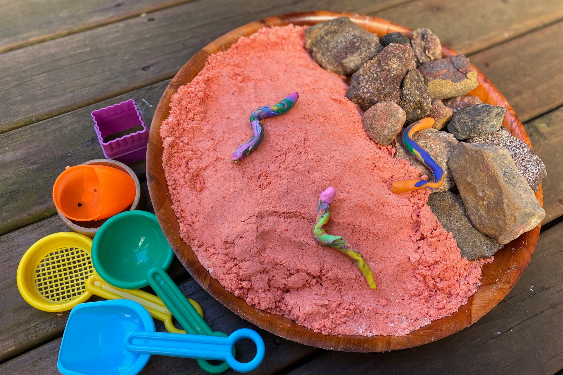 Desert-inspired cloud dough sensory play