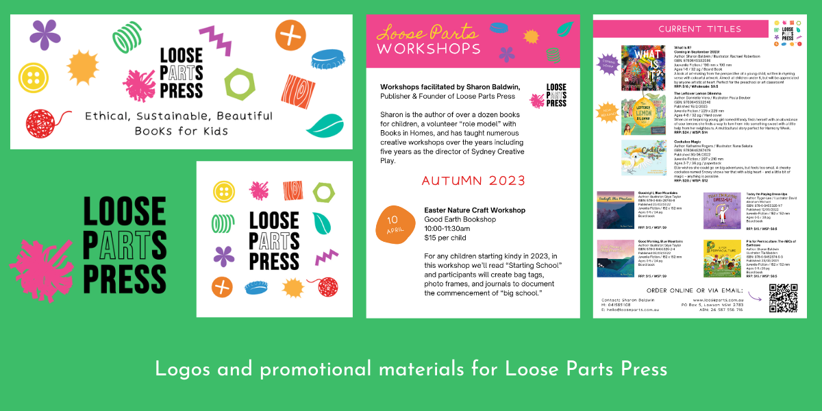 Logos and promotional material for Loose Parts Press