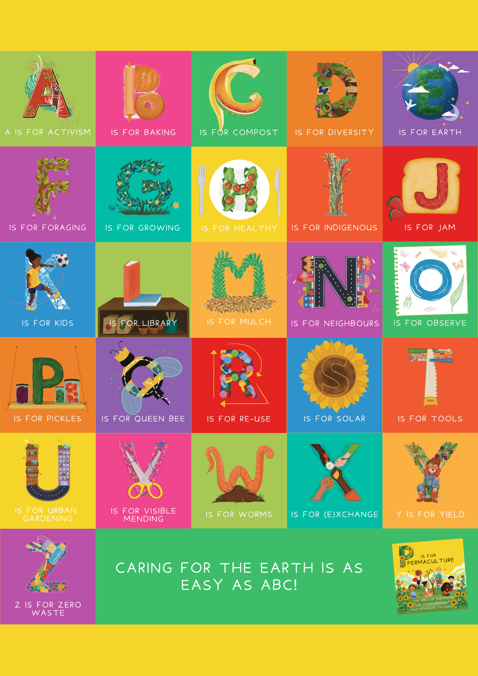 Alphabet poster for "P is for Permaculture"