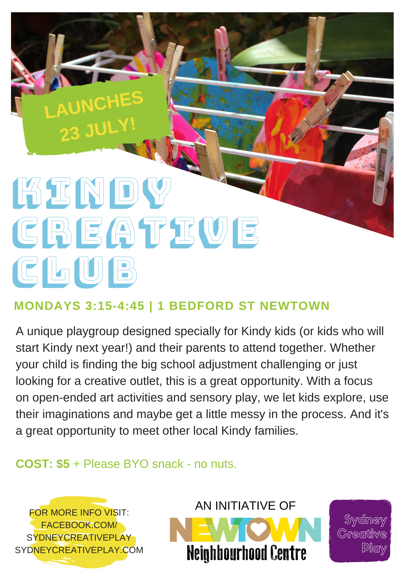 Flyer for Sydney Creative Play/Newtown Neighbourhood Centre playgroup